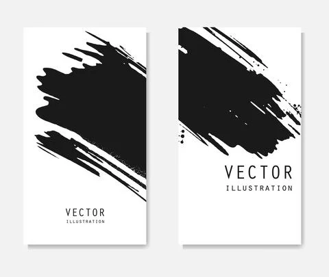 Abstract ink brush banners set with grunge effect Stock Illustration