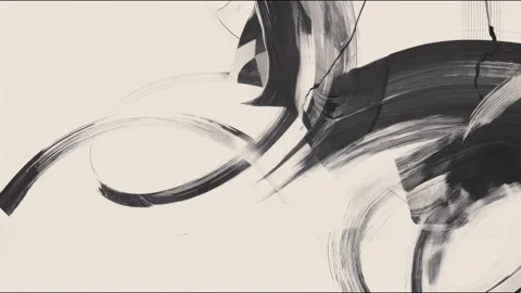 Abstract ink brush strokes flowing in minimal beige canvas seamless loop ha.. Stock Footage 339791303