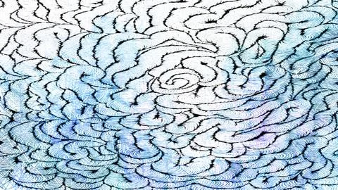 Abstract ink drawing featuring flowing wavy lines creating a mesmerizing Stock Illustration