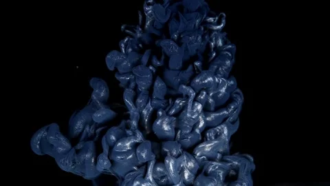 Abstract Ink Eruption: Vibrant Dark Grey Paint Drop Dissolving in Water - Stock Footage 243852404