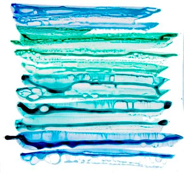 Abstract ink pattern on water repellent paper. Watercolor blue bubbles texture Stock Illustration