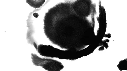 Abstract ink patterns on wet paper, black and white contrast background. Stock Footage 331784626