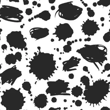 Abstract Ink Scribbles and Blots Pattern Stock Illustration