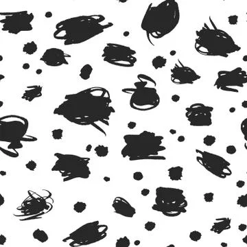 Abstract Ink Scribbles and Spots Pattern イラスト素材