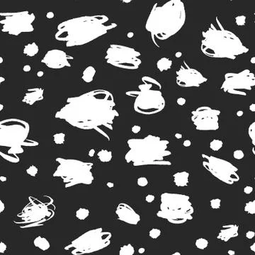 Abstract Ink Scribbles and Spots Pattern Stock Illustration
