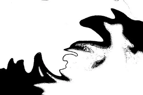 Abstract Ink Splash Dolphin Silhouette Background Black and White Graphic Stock Illustration