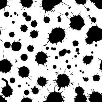 Abstract ink splashes vector seamless pattern. Spotted grunge texture backgro Stock Illustration