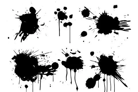 Abstract Ink Splatter Vector Set: Grungy Black and White Texture. Stock Illustration