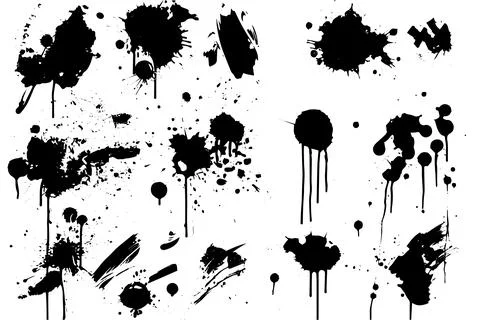 Abstract Ink Splatter Vector Set: Grungy Black and White Texture. Stock Illustration