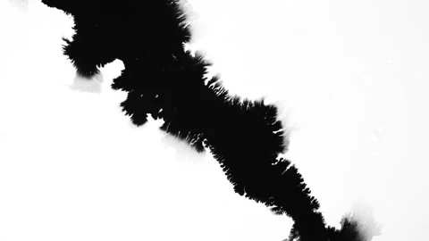 Abstract ink splatters, droplets spreading. Ink matte, splash transition reveals Stock Footage 155653053