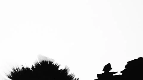 Abstract ink splatters, droplets spreading. Ink matte, splash transition reveals Video stock 155654107