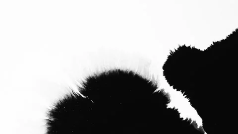 Abstract ink splatters, droplets spreading. Ink matte, splash transition reveals Stock Footage 155654903