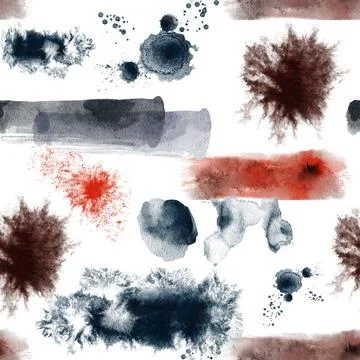 Abstract Ink Spots Seamless Pattern. Watercolor backround of spots. Handmade. Stock Illustration