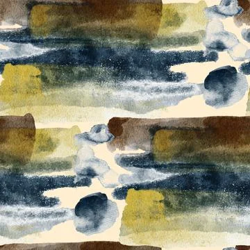 Abstract Ink Spots Seamless Pattern. Watercolor backround of spots. Handmade. Illustrazione stock