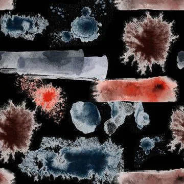 Abstract Ink Spots Seamless Pattern. Watercolor backround of spots. Handma... Stock Photos