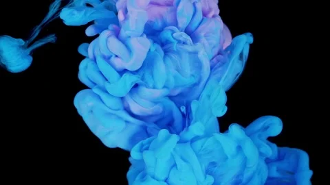 Abstract Ink in Water: Whirling Cloud of Vibrant Colors Isolated on Black - Video stock 244304571