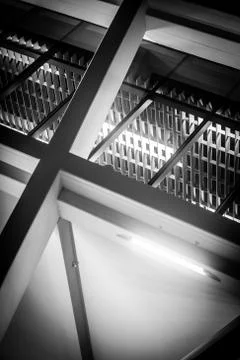 Abstract Inside View Of Modern Black And White Building Stock Photos
