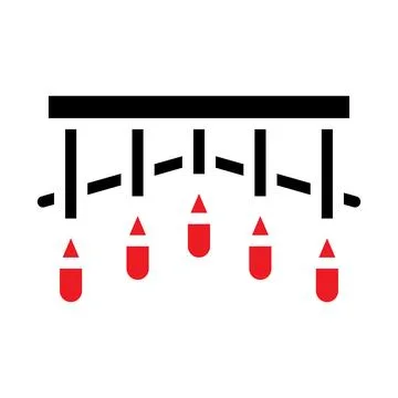 Abstract Installation with Dropping Red Elements Stock Illustration