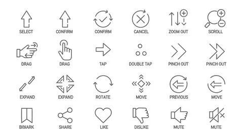 Abstract Interaction Icons for Mobile Apps Stock Illustration