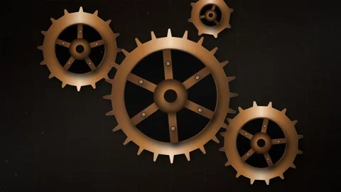 Abstract interconnected gear mechanism symbolizing industrial synergy and c.. Видео 344517652