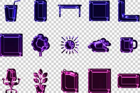 Abstract of interconnected geometric shapes in purple and pink gradients Stock Illustration