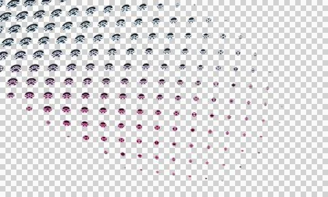 Abstract of interconnected pink and purple swirls and dots on dark background Illustrazione stock