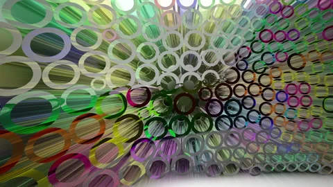 Abstract interior with  array of glass colored rings.  Stock Footage 89194421