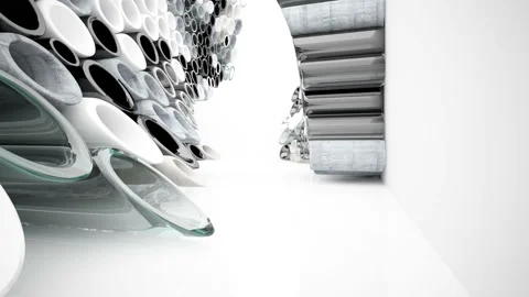 Abstract interior array of pipes made of different materials. Architectural back Stock Footage 89194529