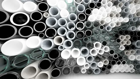 Abstract interior array of pipes made of different materials. Architectural back Stock Footage 89194603