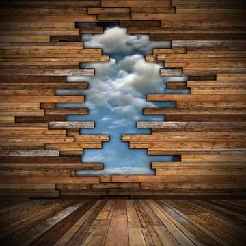 Abstract interior backdrop  with cracked wall Ilustración de archivo