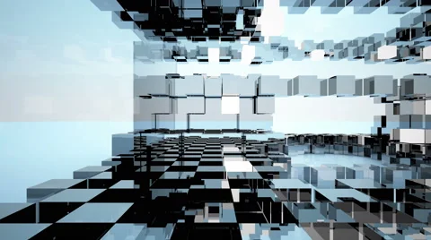 An abstract interior (box of different materials) 3D rendering Vídeos de archivo 52377916