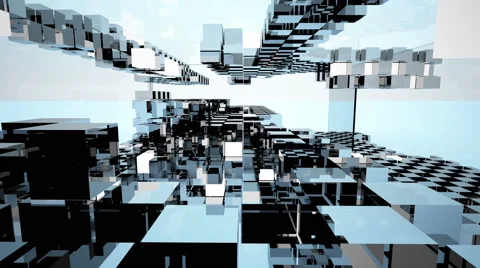 An abstract interior (box of different materials) 3D rendering 動画素材 52381138