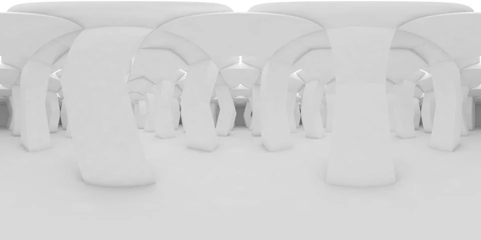 Abstract interior with columns, 3d panorama Illustrazione stock