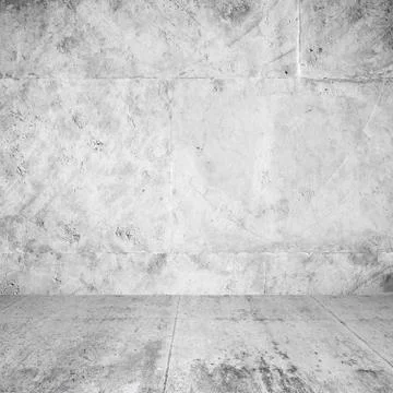 Abstract interior of empty room with white concrete walls and floor Stock Photos