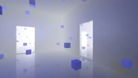 Abstract interior filled with cubes, movement Stock Footage 89833415