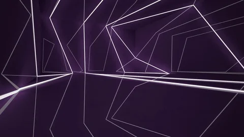 Abstract interior of the future in a minimalist style with violet sculpture. Vídeo Stock 83386460