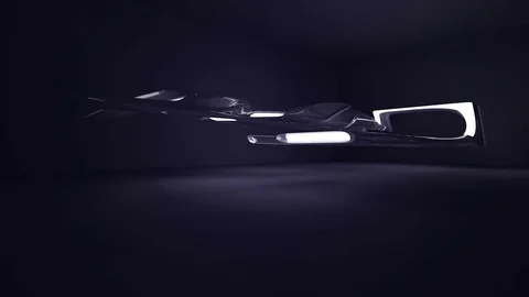 Abstract interior of the future in a minimalist style with violet sculpture. Stock Footage 83751028