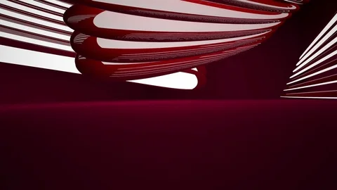 Abstract interior of the future in a minimalist style with red sculpture and wat 動画素材 84254119