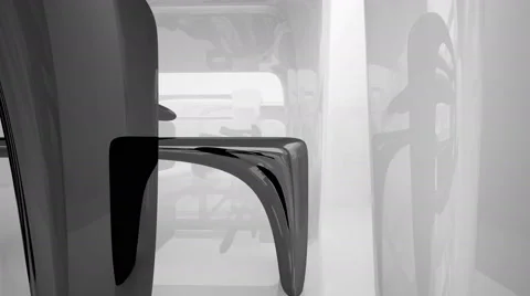 Abstract interior with glossy black and white sculpture. Stock Footage 62445528