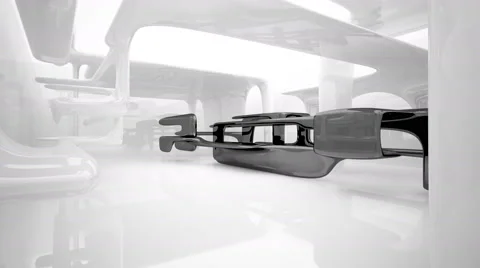 Abstract interior with glossy black and white sculpture. Stock Footage 62537114