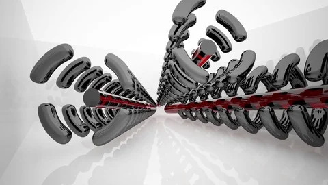 Abstract interior with glossy black and red glass sculpture. Architectural backg 库存影片 82342461