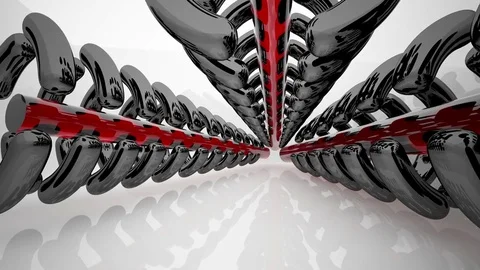 Abstract interior with glossy black and red glass sculpture. Architectural backg Video stock 82342838