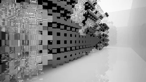 Abstract interior with glossy black and glass sculpture. Architectural backgroun 스톡 동영상 82716325