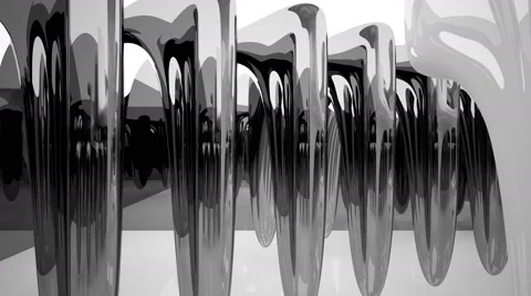 Abstract interior with glossy black sculpture Stock Footage 51665744