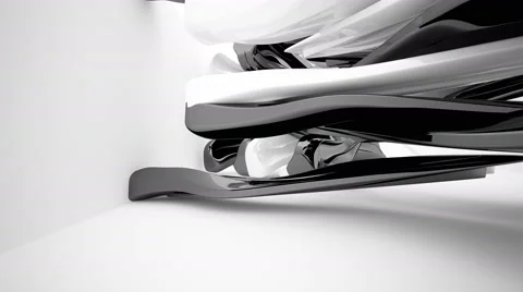 Abstract interior with glossy black sculpture. 3D rendering 库存影片 58513446