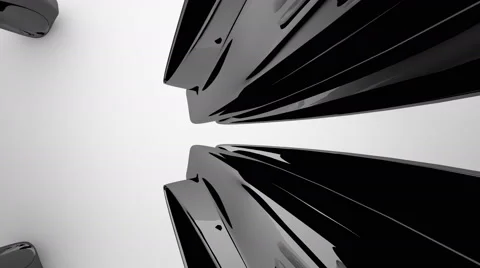 Abstract interior with glossy black sculpture. 3D rendering Vídeos de archivo 58620324