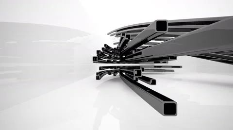 Abstract interior with glossy black sculpture. 3D rendering. Видео 61689588
