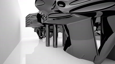 Abstract interior with glossy black sculpture. Видео 63131796
