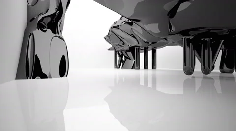Abstract interior with glossy black sculpture. 動画素材 63155120