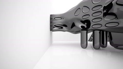 Abstract interior with glossy black sculpture. Stock Footage 63155122